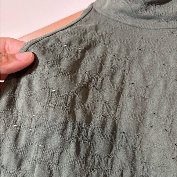 Free People Clear Mind Pointelle Mockneck Bodysuit in Military Green Size XS/S - Picture 2 of 5